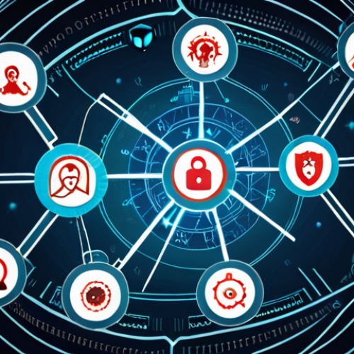 Home 6 ** Cyber security assessment. A network diagram overlaid with threat icons (viruses, phishing symbols). Emphasis on data protection and compliance.
**