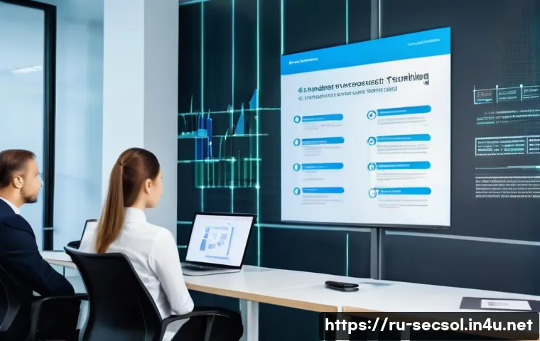 보안 컨설턴트를 위한 최신 해커 트렌드 분석 - A modern corporate office environment with diverse Russian professionals engaged in an interactive c...