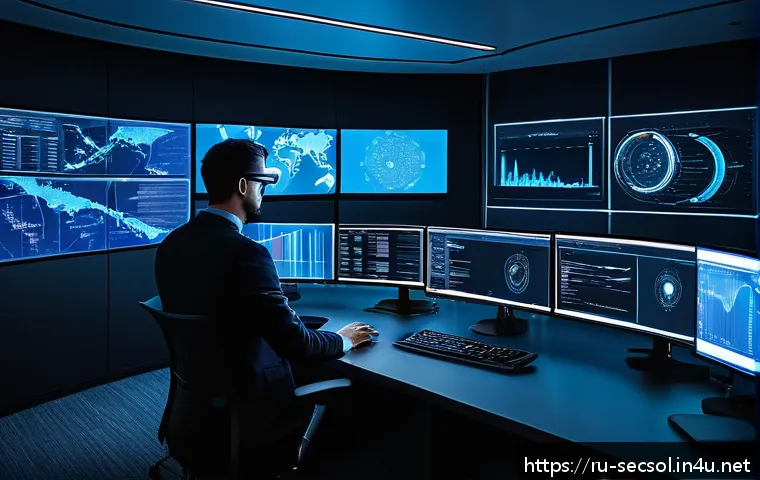 보안 컨설턴트를 위한 취약점 스캔 도구 활용법 - A modern cybersecurity operations center with a diverse team of professionals working on large curve...