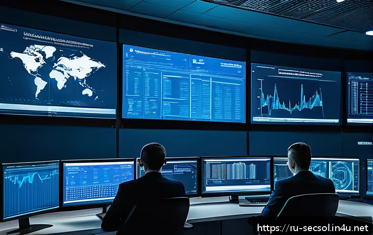 보안 컨설팅에서의 SIEM 솔루션 활용법 - A high-tech financial cybersecurity operations center in Russia, showing diverse cybersecurity analy...